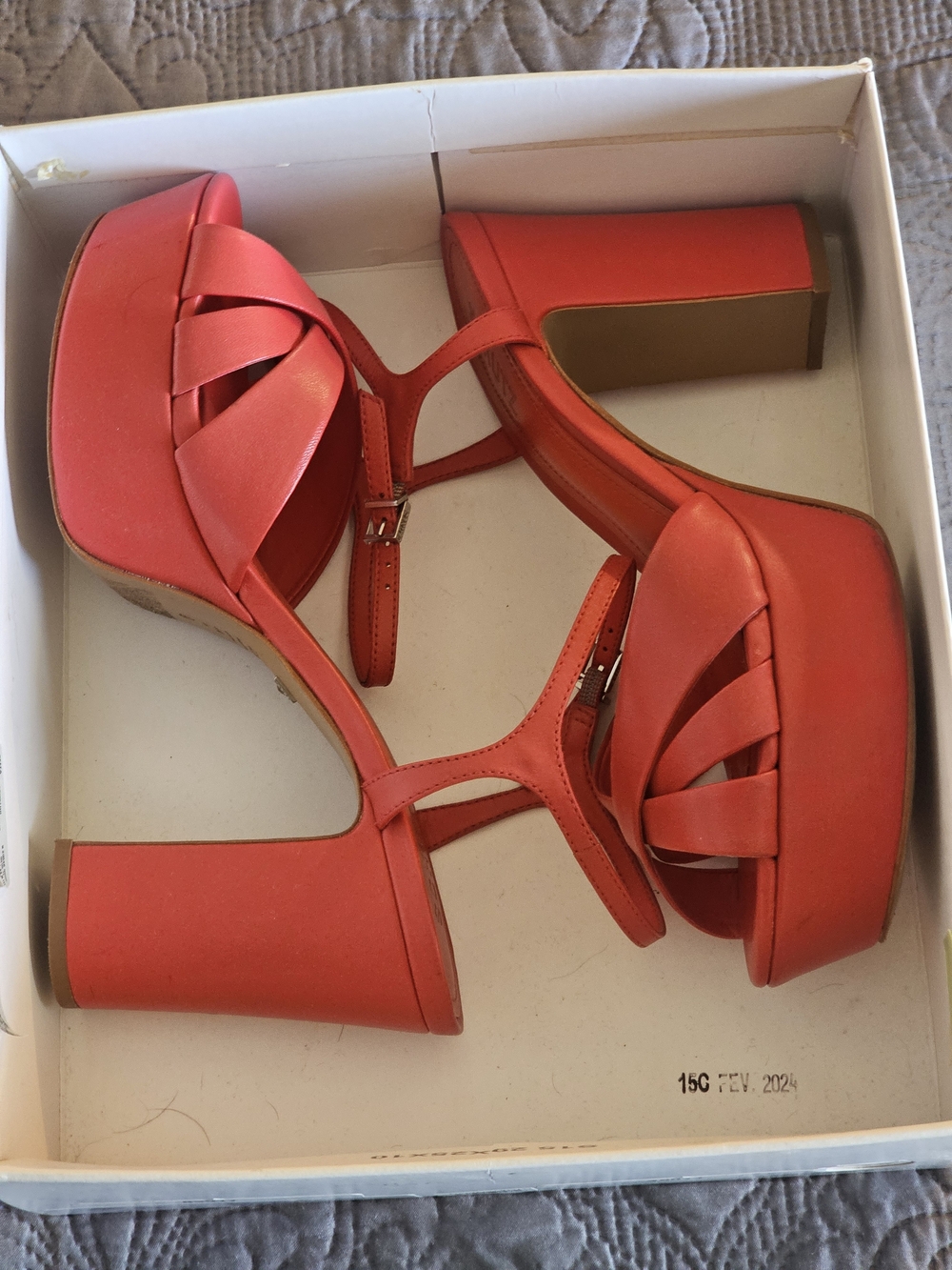 SCHUTZ Red Platform Block Heel Sandals